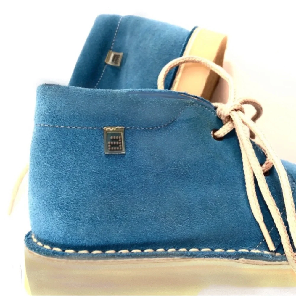 Andanines Toddler Lace Up Blue Suede Boots Size 12